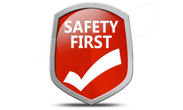 Safety First Shield Sign Isolated Rendering — Stok fotoğraf