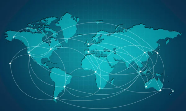 World Map Destination Marker Dots Renderin — Stockfoto