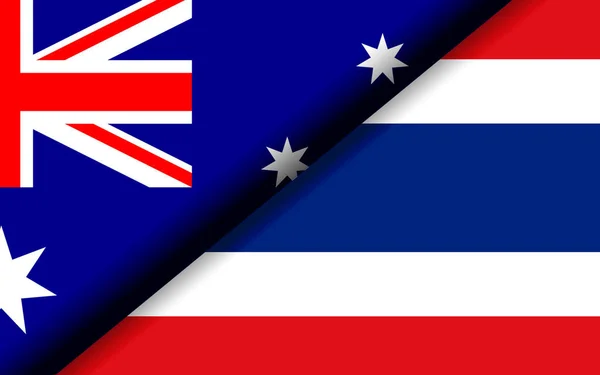 Flags Australia Thailand Divided Diagonally Rendering — Fotografia de Stock
