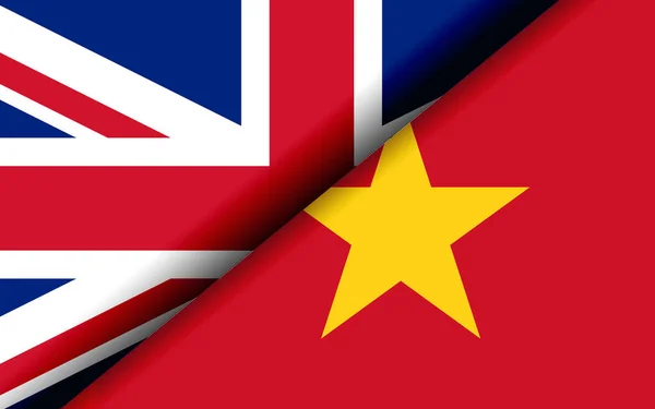 Flags Britain Vietnam Divided Diagonally Rendering — Stok Foto