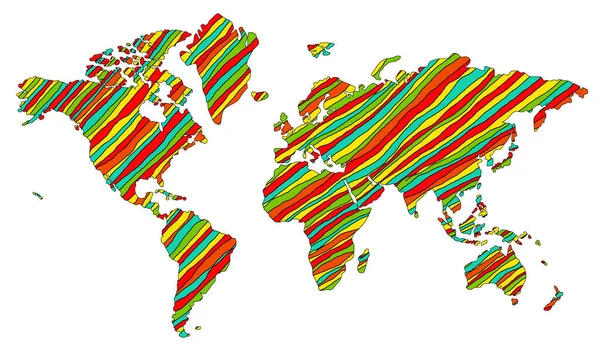 World Map Colourful Sketch Rendering — Zdjęcie stockowe