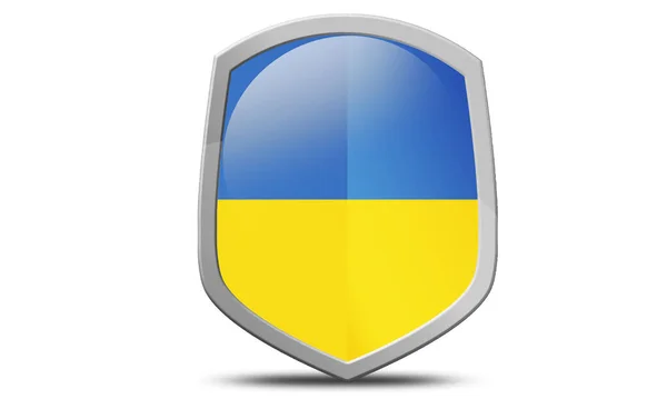 Shield Painted Colors Flag Ukraine Rendering — 스톡 사진