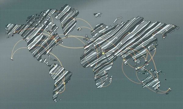 Παγκόσμιος Χάρτης Κουκκίδες Προορισμού Rendering — Φωτογραφία Αρχείου