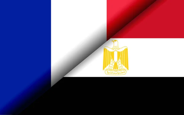 Flags France Egypt Divided Diagonally Rendering — Stok fotoğraf