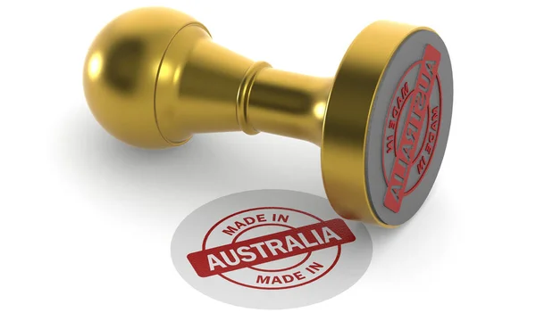 Golden Stamp Made Australia Word Rendering — ストック写真