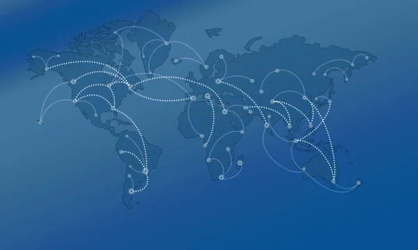 Worldwide Connection Blue Background Rendering — 图库照片
