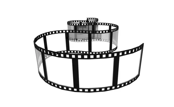 Black Film Strip Isolated White Rendering — 스톡 사진