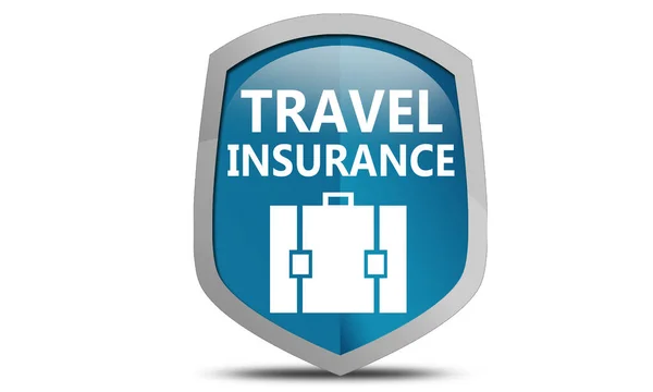 Travel Insurance Shield Label Isolated Rendering — Zdjęcie stockowe