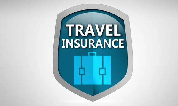 Travel Insurance shield label isolated, 3D rendering