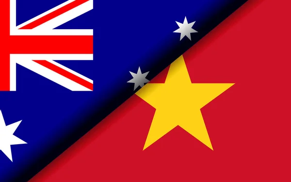 Flags Australia Vietnam Divided Diagonally Rendering — Fotografia de Stock