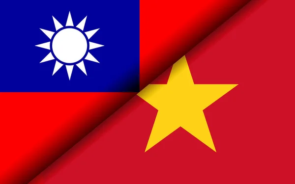 Flags Taiwan Vietnam Divided Diagonally Rendering — 图库照片