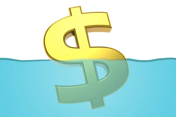 Sinking Dollar Sign Symbol Global Financiall Crisis Rendering — Foto Stock