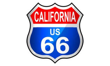 California route US 66 sign icon , 3d rendering