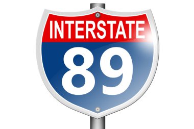 Interstate highway 89 road sign isolated on white background, 3d rendering 