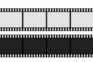 Isolated wide blank and black film strip, 3d rendering