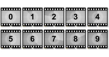Old film movie with timer count set, 3d rendering