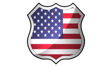 Route 66 classic icon with USA flag, travel usa history highway,,  3d rendering