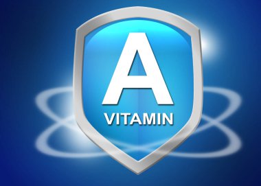 Vitamin A  shield for health concept, 3d rendering