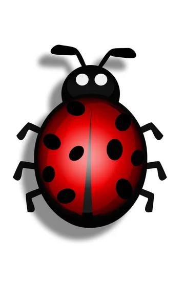 Cute Red Ladybug Beetle Insect Flat Style Rendering — Stockfoto