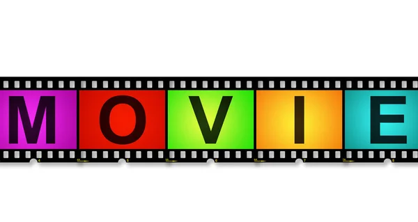 Colorful Film Strip Movie Word Rendering — Zdjęcie stockowe