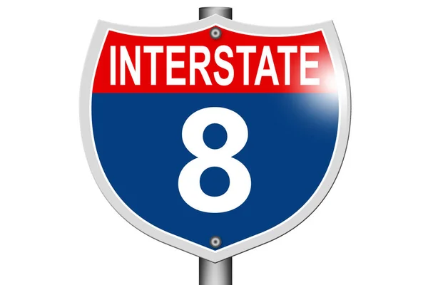 Interstate Highway Road Sign Isolated White Background Rendering — Foto Stock