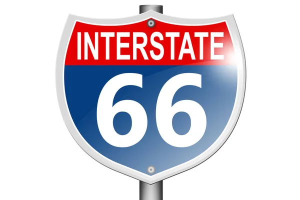 Interstate Highway Road Sign Isolated White Background Rendering — Foto Stock