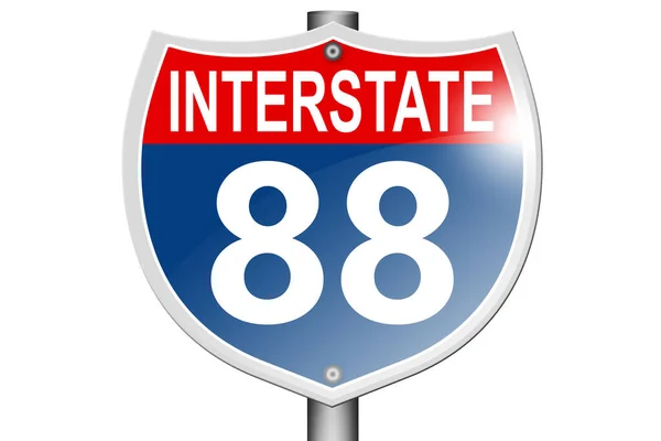 Interstate Highway Road Sign Isolated White Background Rendering — 스톡 사진