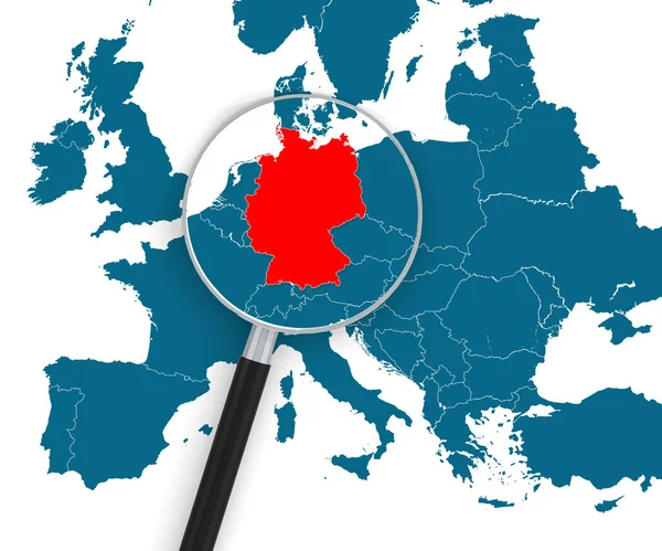 Magnifying Glass Pointing Germany Map Rendering — Stock Photo, Image
