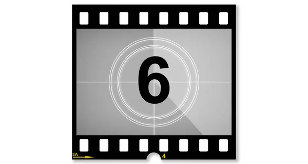 Old Film Movie Timer Count Number Six Rendering — Stockfoto