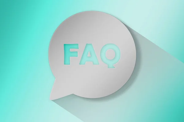 Paper Cut Speech Bubble Text Faq Information Icon Isolated Rendering — Stok fotoğraf