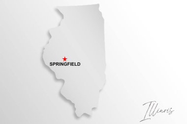 Illinois haritası beyaz arkaplanda izole edildi, 3D görüntüleme 