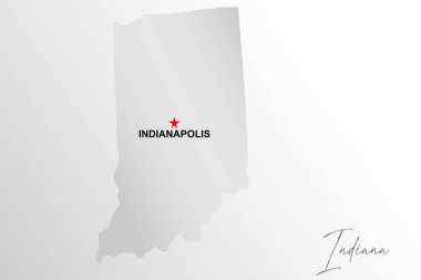 Indiana haritası beyaz arkaplanda izole edildi, 3D görüntüleme 