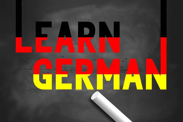 在黑板上学习德国国旗颜色的德语 3D渲染 — 图库照片