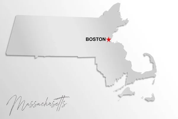 Massachusetts Mapa Aislado Sobre Fondo Blanco Renderizado — Foto de Stock