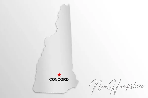 New Hampshire Karte Isoliert Auf Weißem Hintergrund Darstellung — Stockfoto
