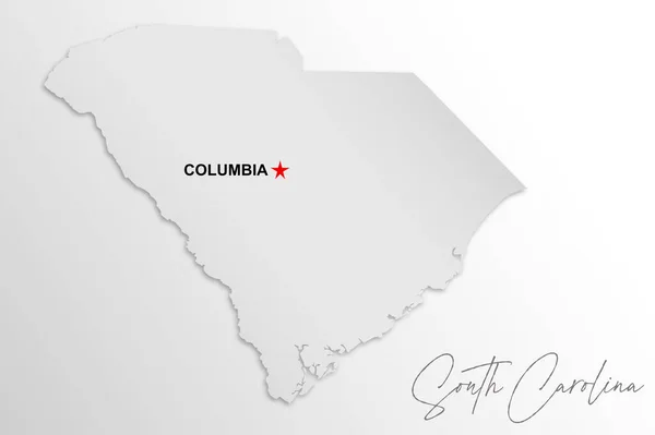 South Carolina Map Isolated White Background Rendering — Stock Photo, Image
