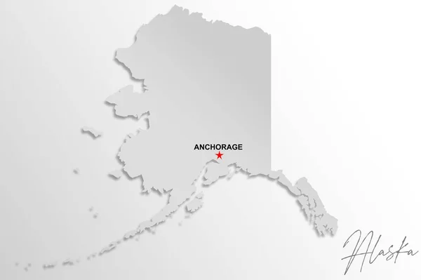 阿拉斯加地图 白色背景 3D渲染 — 图库照片