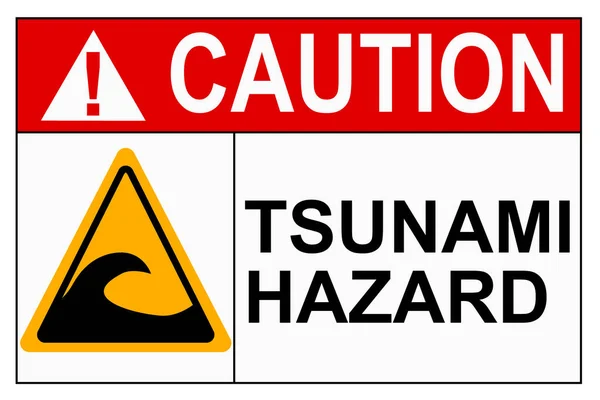 Varovné Znamení Zóny Tsunami Vykreslování — Stock fotografie