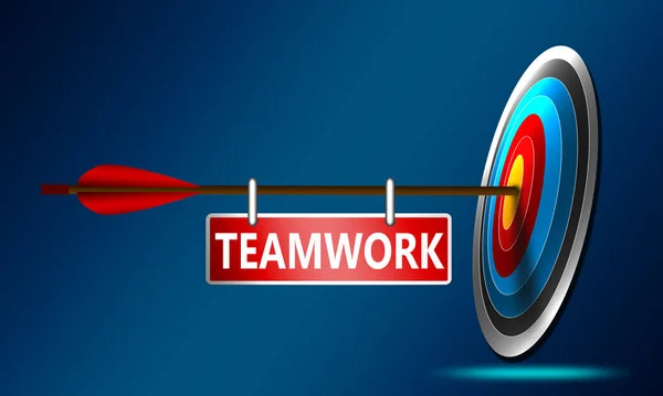 Arrow Hit Center Target Teamwork Text Rendering — Stock Photo, Image