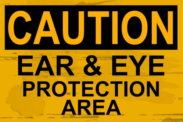 Ear and eye protection area caution sign, 3d rendering