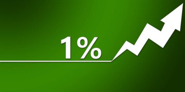  Artan fiyatlar veya yükselen enflasyon ve yükselen okla birlikte yüzde 1 kelime, 3D yorumlama