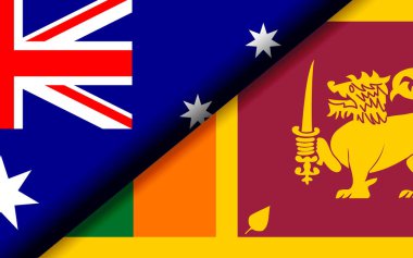 Avustralya ve Sri Lanka bayrakları çapraz olarak bölündü. 3B görüntüleme