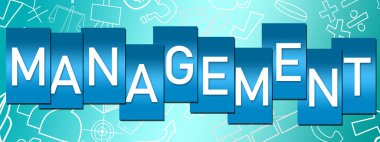 Metin ve iş simgeleriyle yönetim konsepti resmi, 3d oluşturma