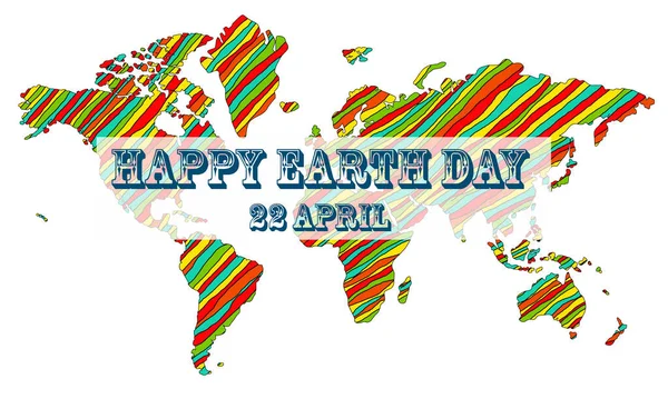 Παγκόσμιος Χάρτης Happy Earth Day Απριλίου Rendering — Φωτογραφία Αρχείου