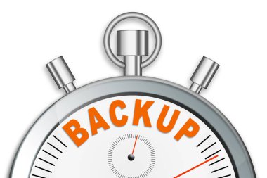 Yedekleme sözcüğünün izole edildiği Stopwatch, 3d oluşturma