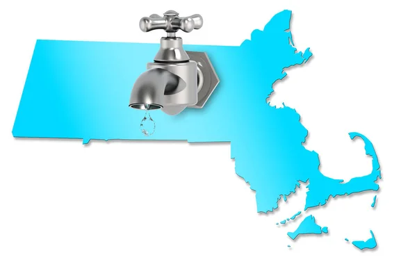 Карта Массачусетса Концепцией Дефицита Воды Рендеринг — стоковое фото