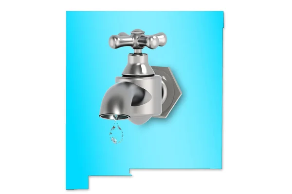 New Mexico Karta Med Vattenkran För Vattenbrist Koncept Rendering — Stockfoto