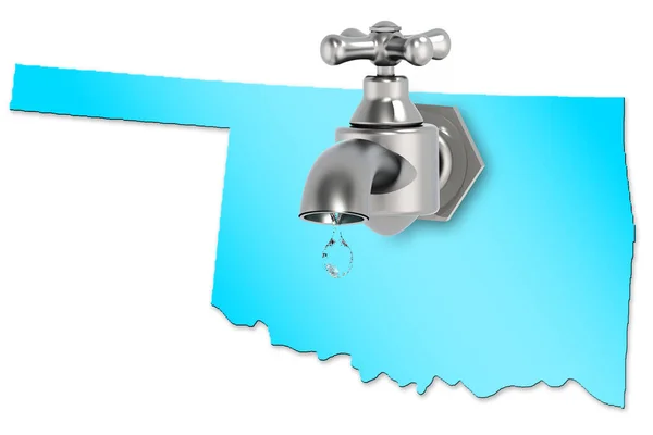 Oklahoma Karta Med Vattenkran För Vattenbrist Koncept Rendering — Stockfoto