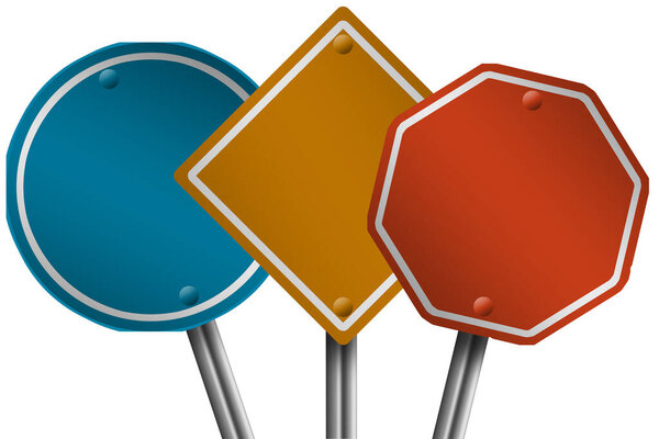 Винтажные грубые уличные указатели с несколькими цветами, 3D рендеринг