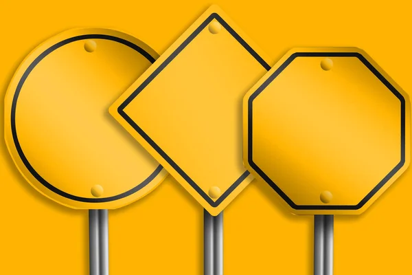 Vintage street sign sets with yellow color, 3d rendering